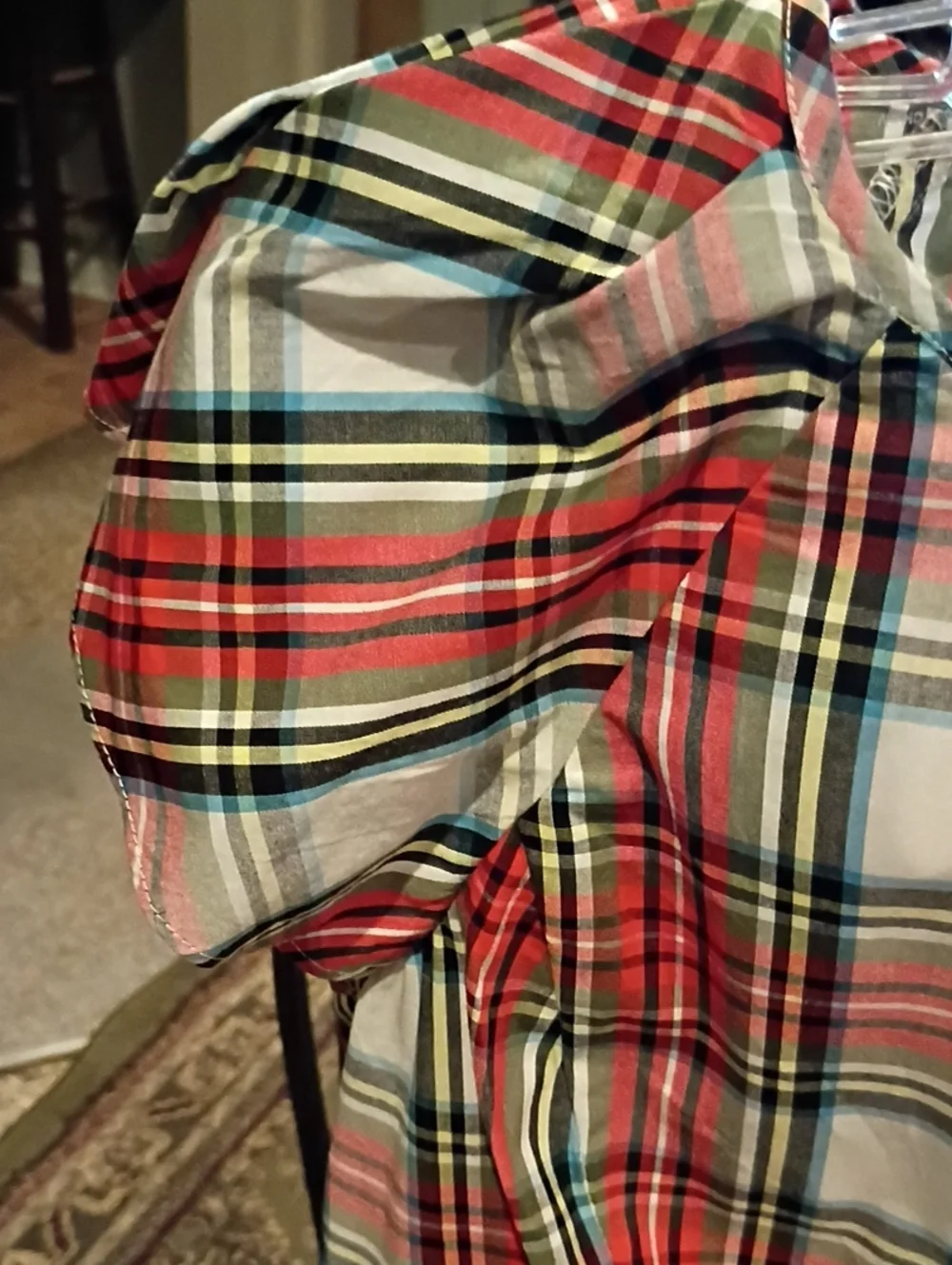 J. Crew Multicolor Plaid Blouse with Flared Hem
